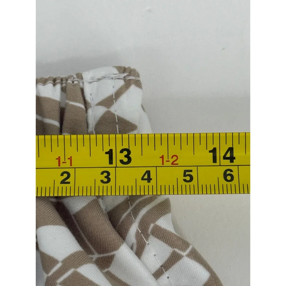 Alia Tan White Palm Leaf Print Elastic Cropped Wide Leg Pants Sz (see pics)
